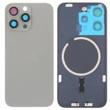COVER POSTERIORE DI VETRO CON SUPPORTO PER APPLE IPHONE 16 PRO MAX 6.9 TITANIO NATURALE (SENZA NFC)
