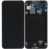 TOUCHSCREEN + DISPLAY AMOLED DISPLAY COMPLETO + FRAME PER SAMSUNG GALAXY A30 A305F NERO SCHERMO SERVICE PACK + FRAME (NON ORIGINALE)