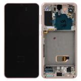 TOUCHSCREEN + DISPLAY AMOLED RICONDIZIONATO + FRAME PER SAMSUNG GALAXY S21 5G G991B FANTASMA VIOLA (DISPLAY RINNOVATA FRAME NON ORIGINALE)