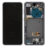 DISPLAY LCD + TOUCHSCREEN DISPLAY COMPLETO + FRAME PER SAMSUNG GALAXY S21 5G G991B FANTASMA GRIGIO SCHERMO SERVICE PACK + FRAME (NON ORIGINALE)